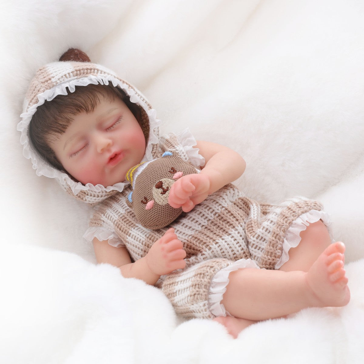 12 Zoll 30 cm Reborn-Puppe aus Vollsilikon mit implantiertem Haar, Simulations-Baby zum Umziehen