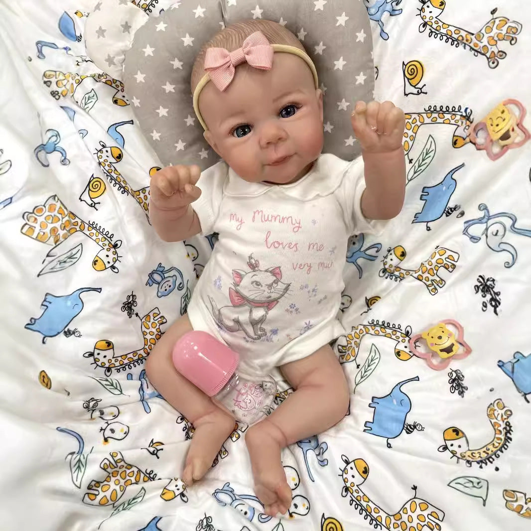 20 Zoll realistische Reborn-Neugeborenen-Puppen mit Stoffkörper, detaillierter 3D-Haut, handgefertigte Sammlerpuppe für Mädchen und Puppenliebhaber