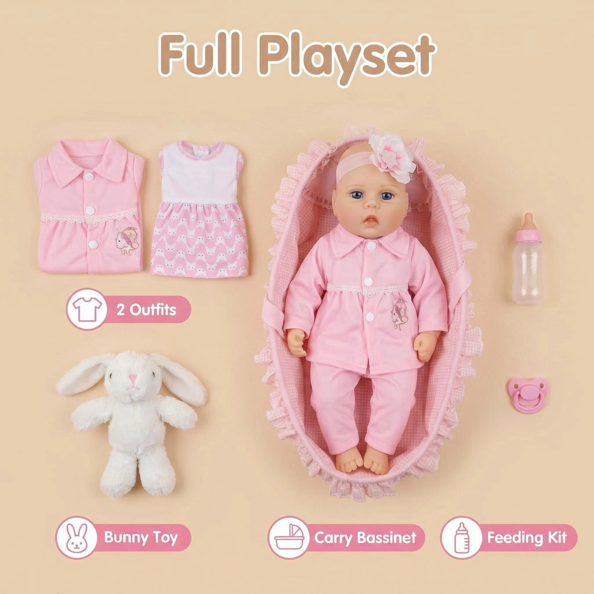 18 Zoll Stoffkörper Entzückende lebensechte Kleinkind Ganzkörper-Reborn-Babypuppen Spielzeug Neugeborenes Geschenk
