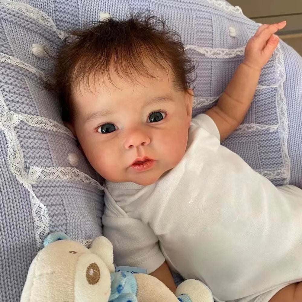 20 Zoll Reborn Puppen mit Stoffkörper, weiche Haptik, implantiertes Haar, neugeborene Babypuppen, Spielzeug für Mädchen, Reborn Puppen