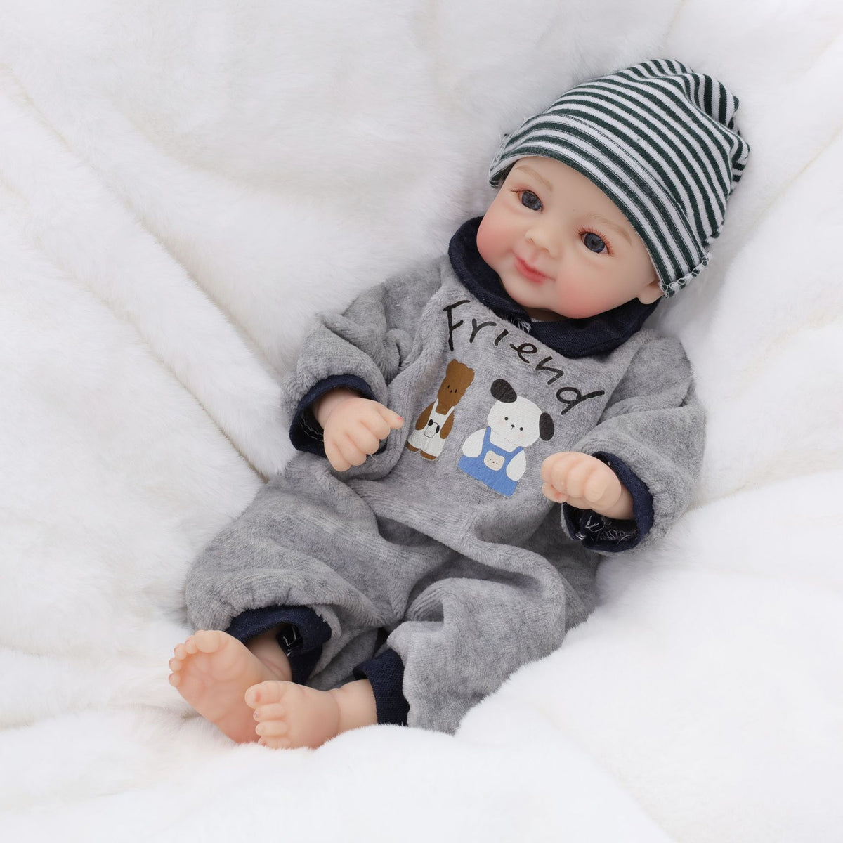 12 Zoll 30 cm massive Silikon-Reborn-Puppe mit echtem Hautgefühl, geschlossene Augen, dehnbarer Glatzkopf, simulierte Babypuppe