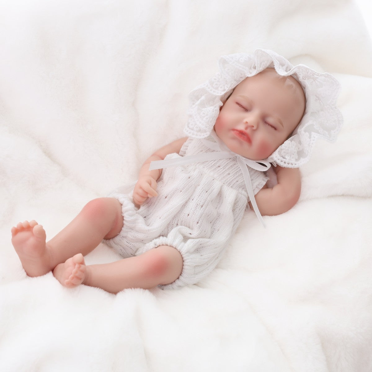 12-Zoll-Reborn-Puppe aus Vollsilikon mit echtem Tastgefühl, 30 cm groß, dehnbar, mit geschlossenen Augen, glatzköpfige Simulations-Babypuppe