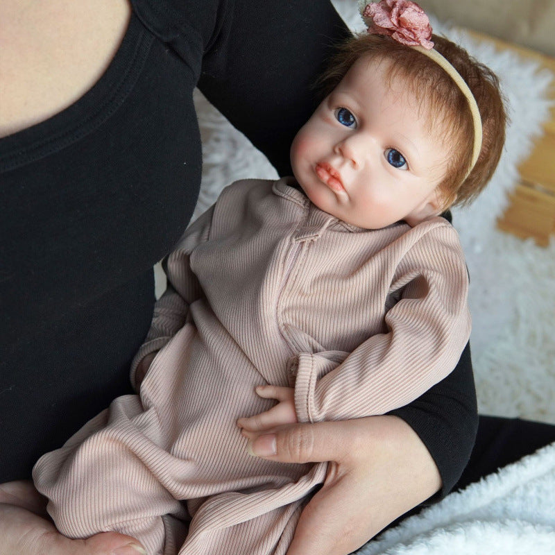 Echtes Hautgefühl 18 Zoll Vollsilikon Reborn-Puppe handgefertigtes Babyspielzeug für Kindergeburtstagsgeschenk