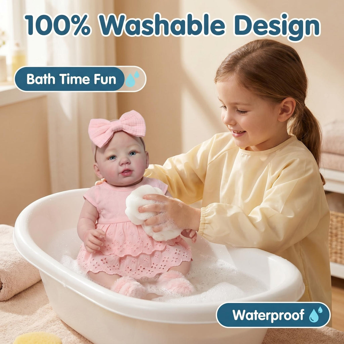 Realistische 48 cm Reborn-Puppe aus Vollvinyl mit offenen Augen, rosa Prinzessinnen-Outfit, Urlaubsgeschenk für Kinder und Sammler