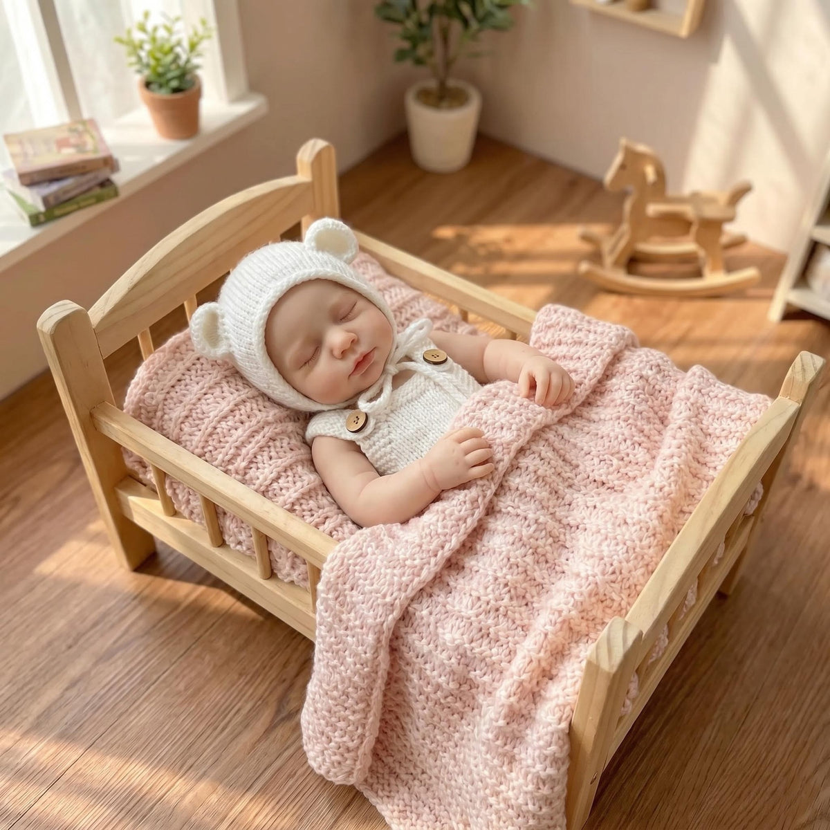 12-Zoll-Puppe aus Vollsilikon, neutrales handgestricktes Bären-Outfit, perfekte Geschenkidee für Babypartys, Thanksgiving, Valentinstag und verschiedene Feiertage