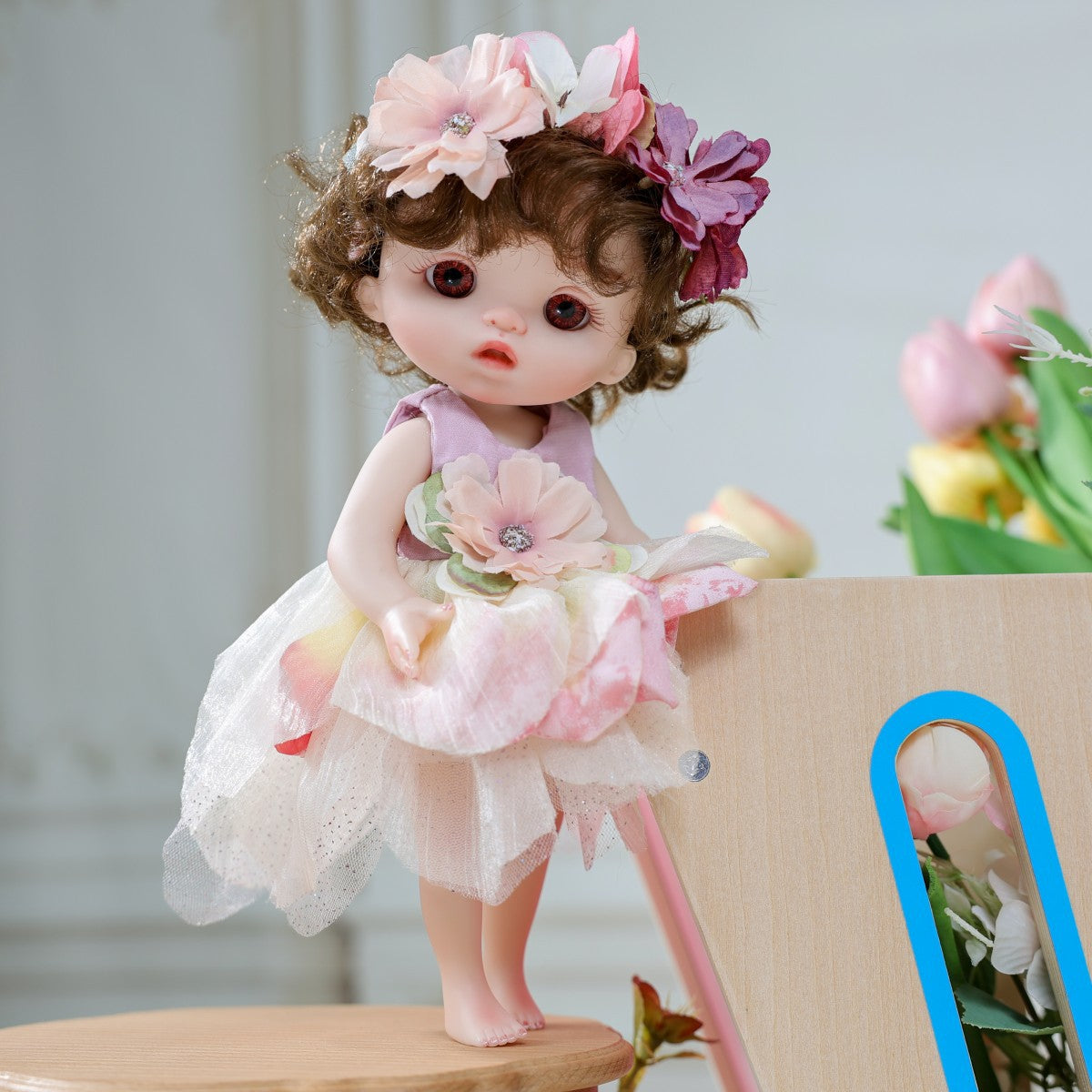 10-Zoll stehende Reborn-Babypuppe – Realistische Waldfee-Prinzessin mit Blütenblatt-Kleid