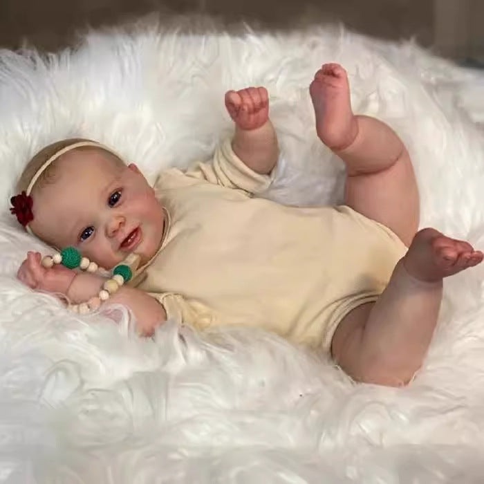 60 cm lebensechte Reborn-Babypuppe mit Stoffkörper, neugeborenes Mädchen, handbemalte Haare, als Geschenk