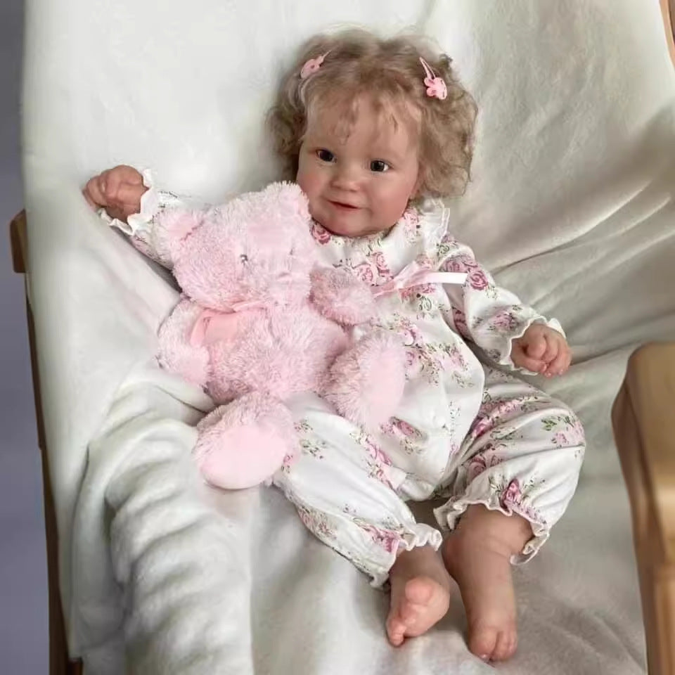20/24 Zoll Reborn Puppe süßes Mädchen mit Stoffkörper und verwurzeltem blondem Haar, realistisches Kinderspielzeug und Geschenk