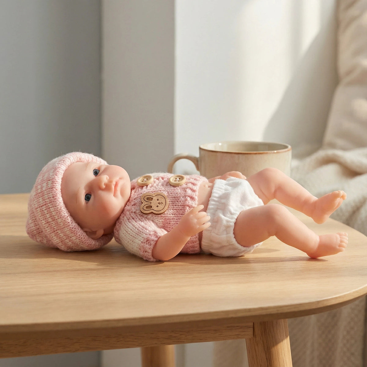 8-Zoll-Reborn-Puppe aus Vollsilikon mit kurzem Ärmel und Puder-Pullover