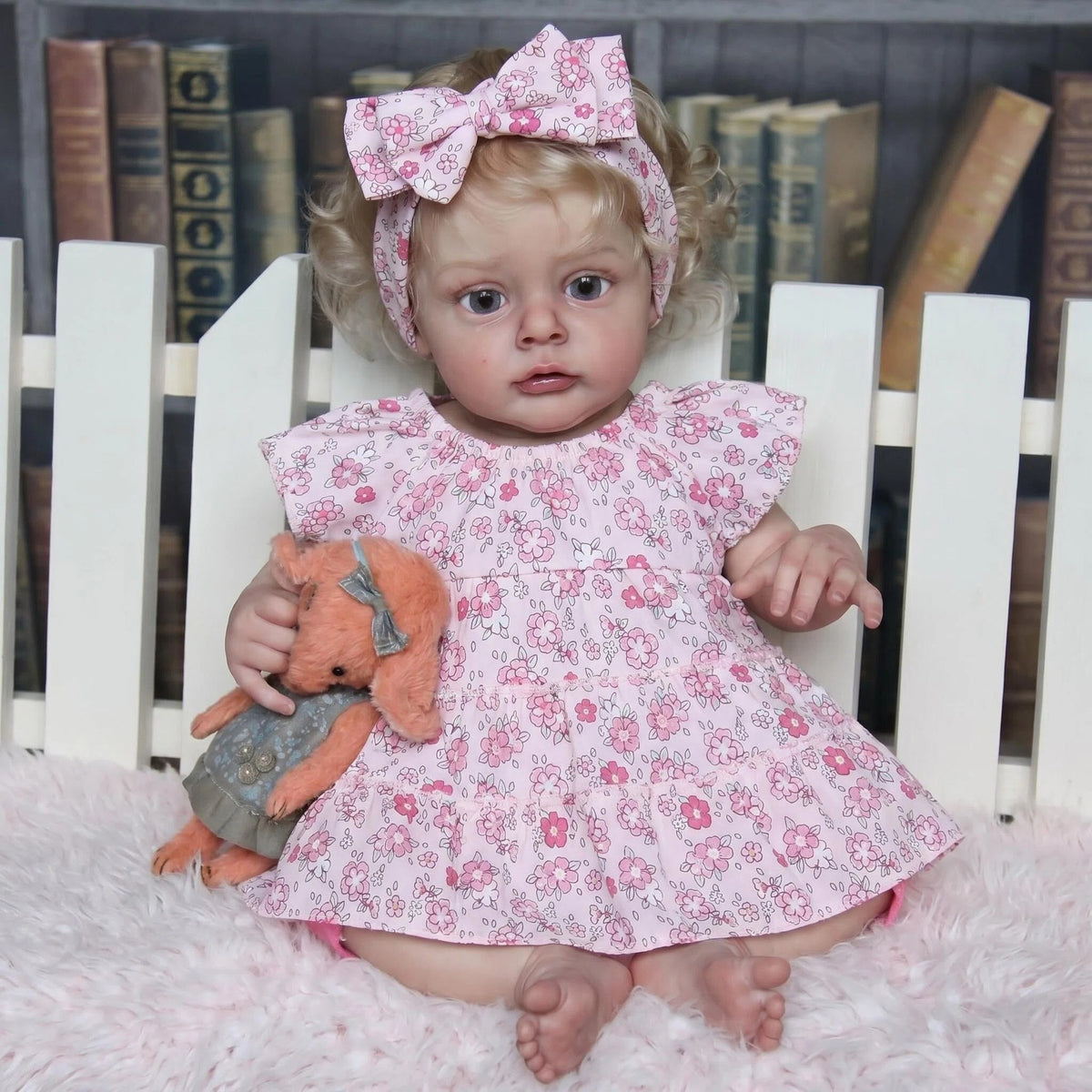 19 Zoll weich mit Stoffkörper und Vinyl-Gliedmaßen, Vintage-Blumenoutfit, durchdachtes Geschenk für Babyparty, Thanksgiving und alle saisonalen Festlichkeiten