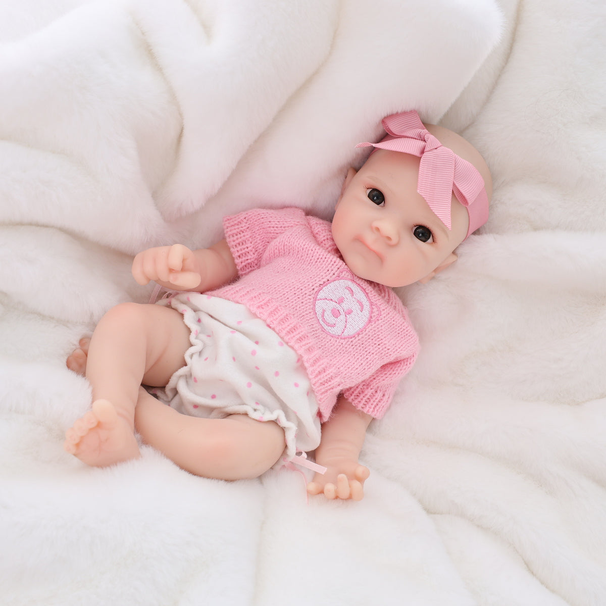 12 Zoll lebensechte Reborn-Babypuppe mit voll massivem Silikonkörper, realistische 3D-Haut mit Adern, handgefertigte Neugeborenenpuppe, perfektes Geburtstags- oder Weihnachtsgeschenk für kleine Mädchen