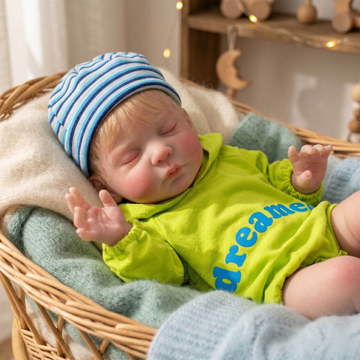 24 Zoll 60 cm Reborn-Puppe mit Haarimplantaten und Stoffkörper