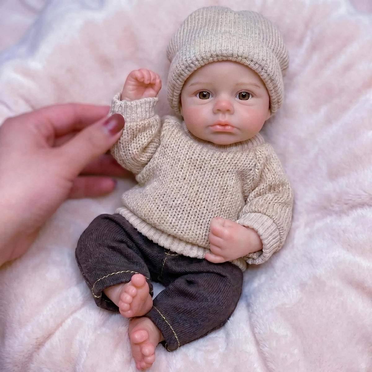 6-Zoll Reborn-Puppe mit Vollsilikonkörper, lebensecht, mit Hautvenen-Textur, handbemalte Neugeborenen-Puppe, komplettes Outfit- und Zubehör-Set
