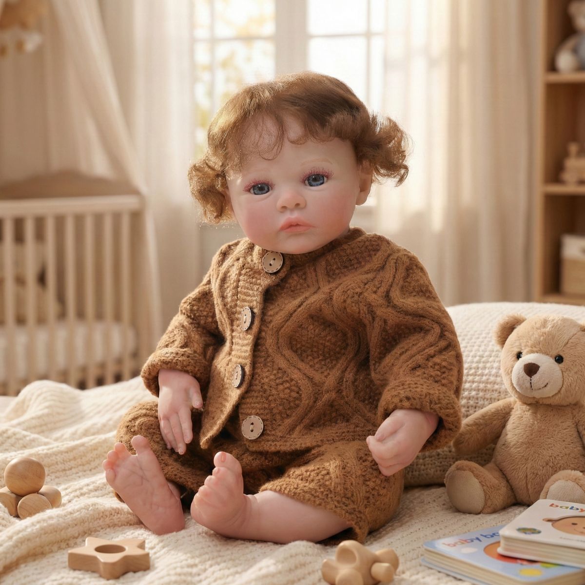 45 cm Reborn-Puppe mit implantierten Haaren, Baby-Simulation