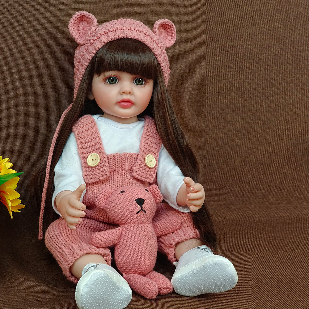 22-Zoll-Reborn-Puppe mit Ganzkörper-Vinyl und Geräuschsensor, fesselndes Spielzeug, perfektes Geschenk für Kinder und erwachsene Sammler zu besonderen Anlässen