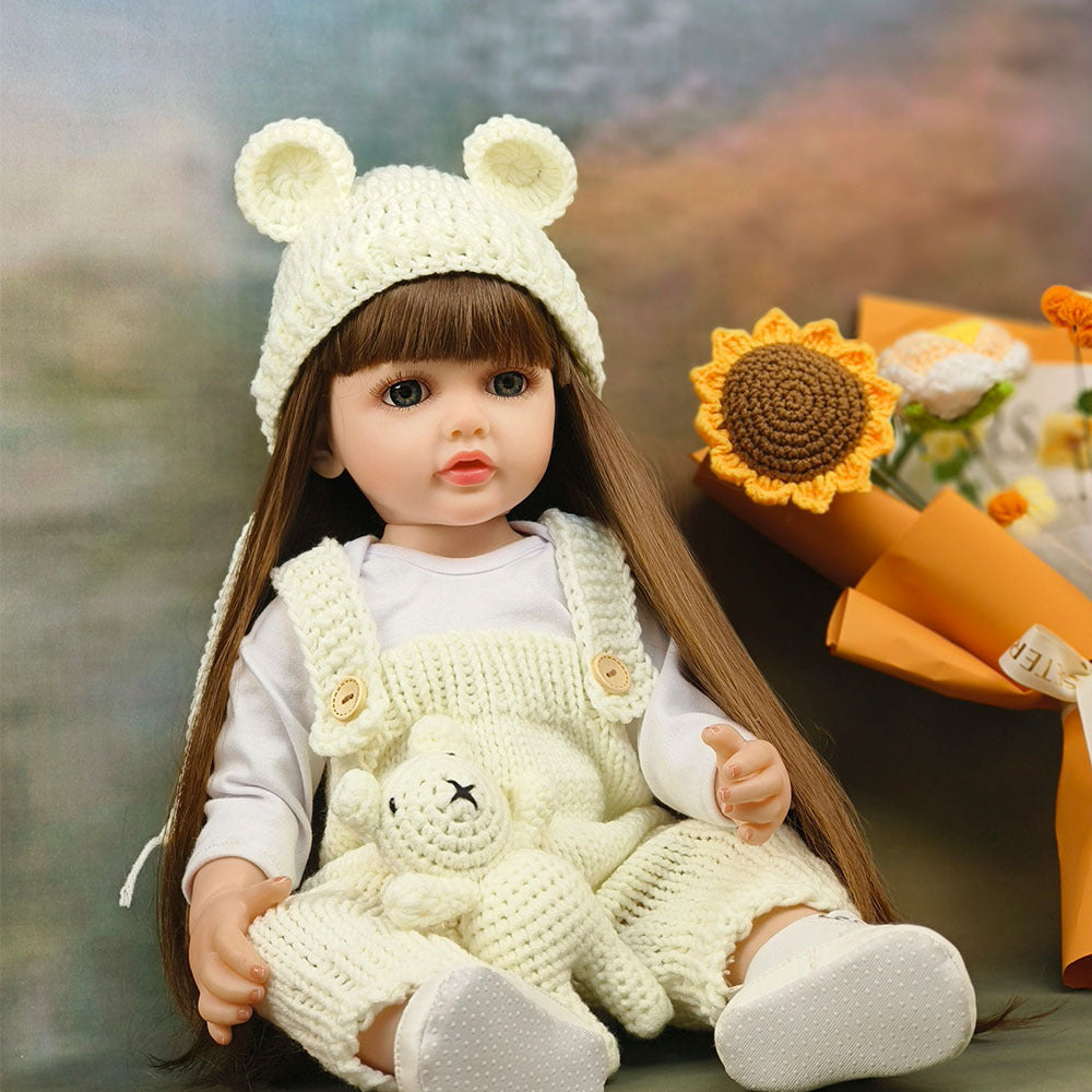 22-Zoll-Reborn-Puppe mit Ganzkörper-Vinyl und Geräuschsensor, fesselndes Spielzeug, perfektes Geschenk für Kinder und erwachsene Sammler zu besonderen Anlässen