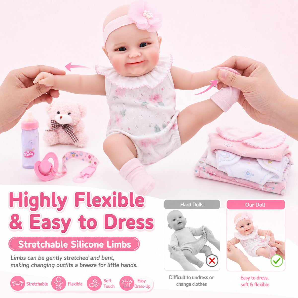 30 cm handgefertigte, lebensechte Reborn-Babypuppe mit Körper aus massivem Silikon, realistischer 3D-Haut, Spielzeug für kleine Mädchen