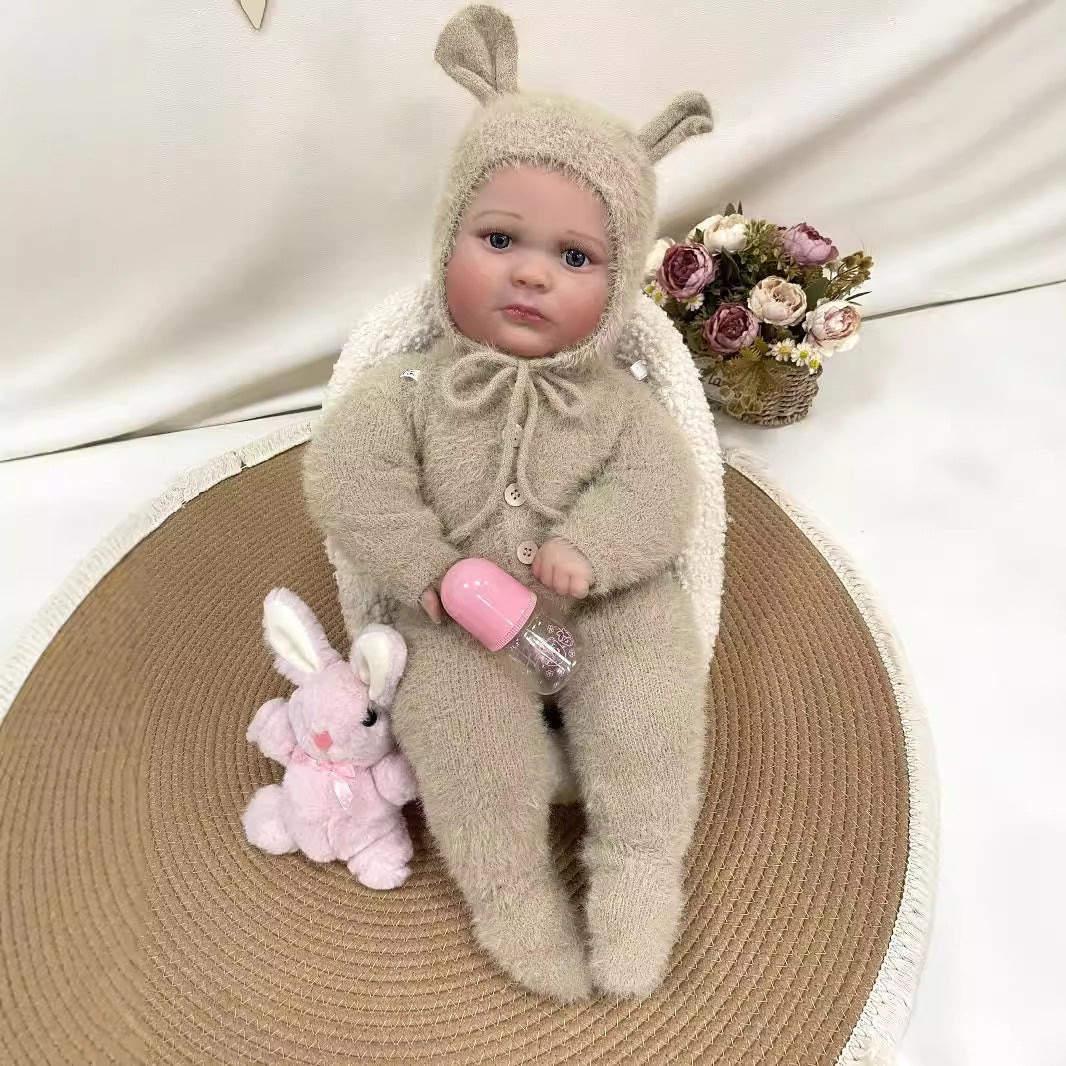 61 cm lebensechte, handgefertigte Reborn-Babypuppe mit Stoffkörper, 3D-Haut, Spielzeug für Kinder, Geschenk für Mädchen