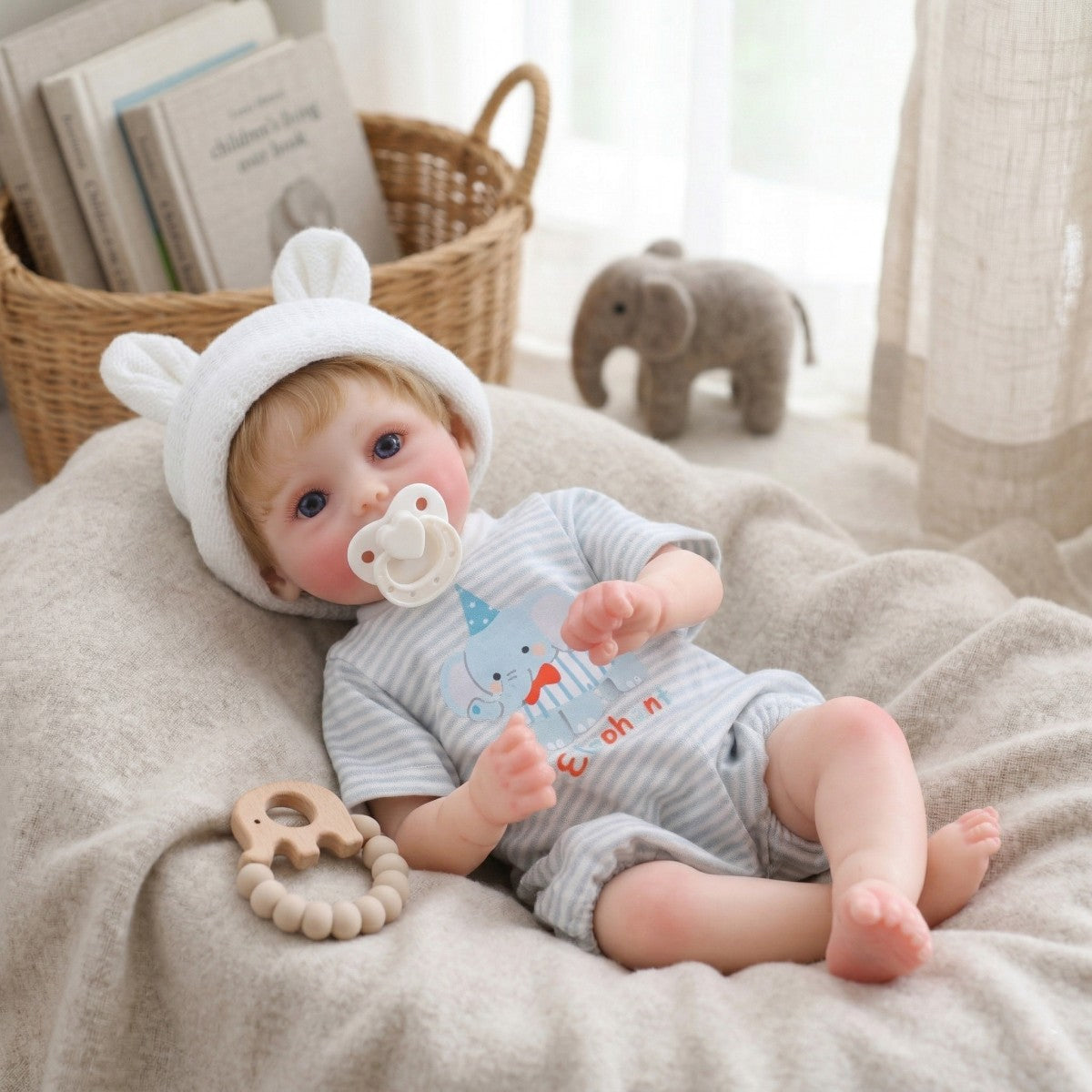 12 Zoll 30 cm Reborn-Puppe aus Vollsilikon mit implantiertem Haar, Simulations-Baby zum Umziehen