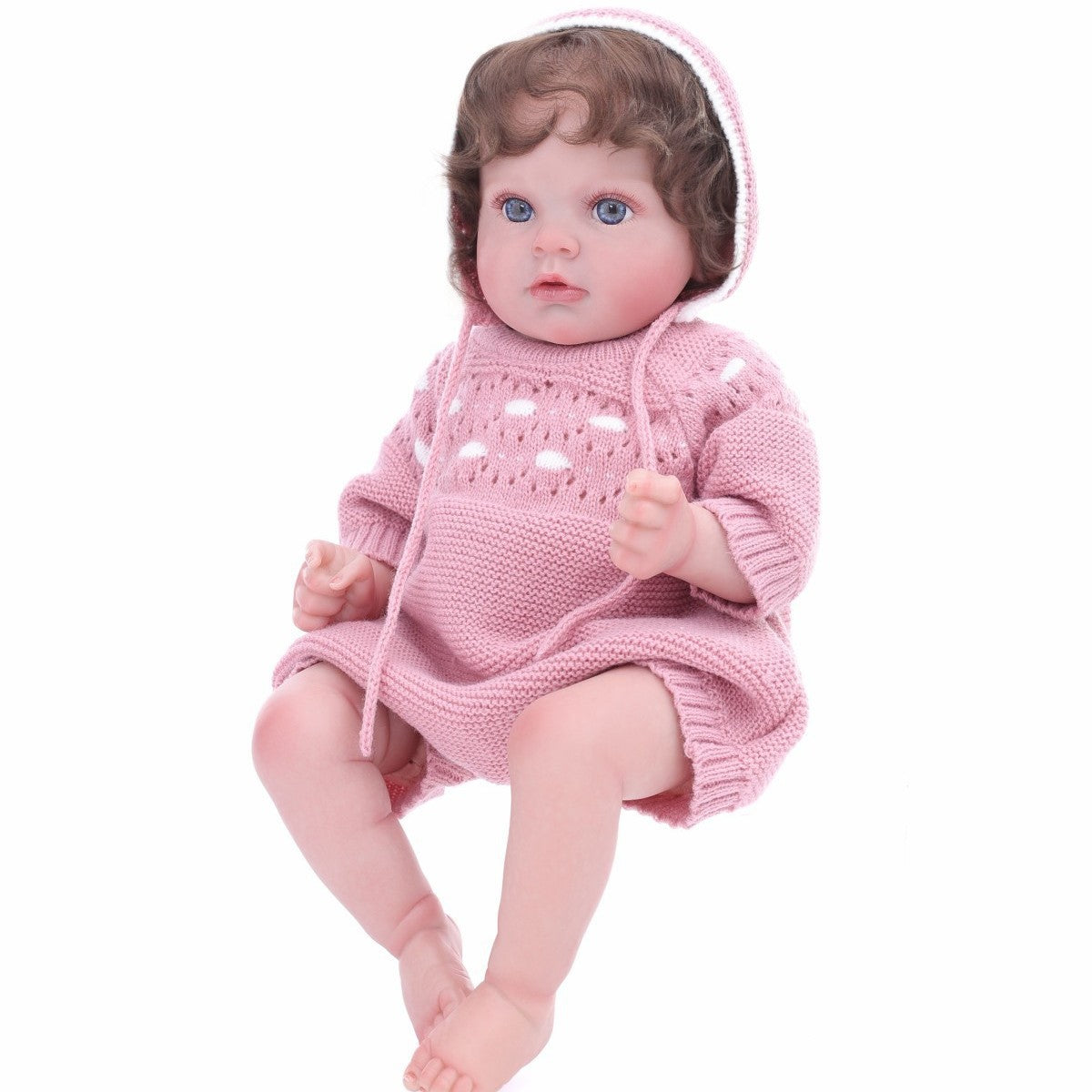 55 cm Reborn-Puppe Simulations-Baby, implantiertes Haar, handgefertigt, exquisite handbemalte 3D-Puppe