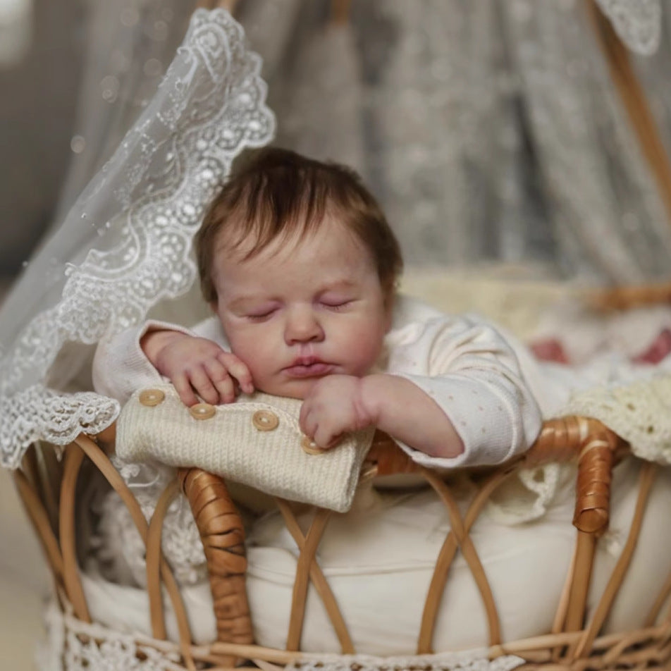 Lebensechte Reborn-Babypuppe Mädchen, realistische Babypuppe, handgefertigt, weicher Körper, lebensechte Babypuppe, Kleinkindpuppe, Kindergeburtstagsgeschenk-Set, 48 cm, Kinderspielzeug für Kinder ab 3 Jahren