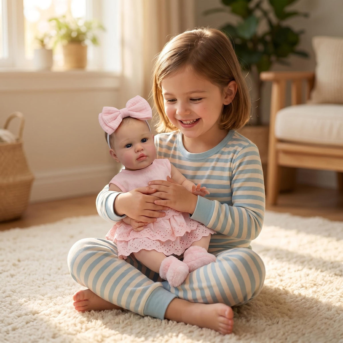 22 Zoll Reborn-Babypuppe mit Stoffkörper und beweglichen Vinylgliedmaßen, durchdachtes Geschenk für Geburtstagsfeiern, Thanksgiving, Weihnachten und alle festlichen Anlässe