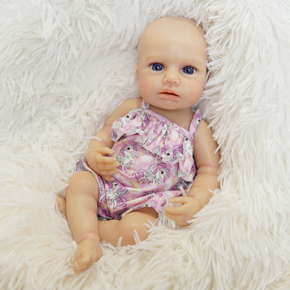 13-Zoll Reborn-Puppe aus Vollsilikon, handgefertigt mit Adertextur, Säuglingspuppe für Ausstellung & Sammlung
