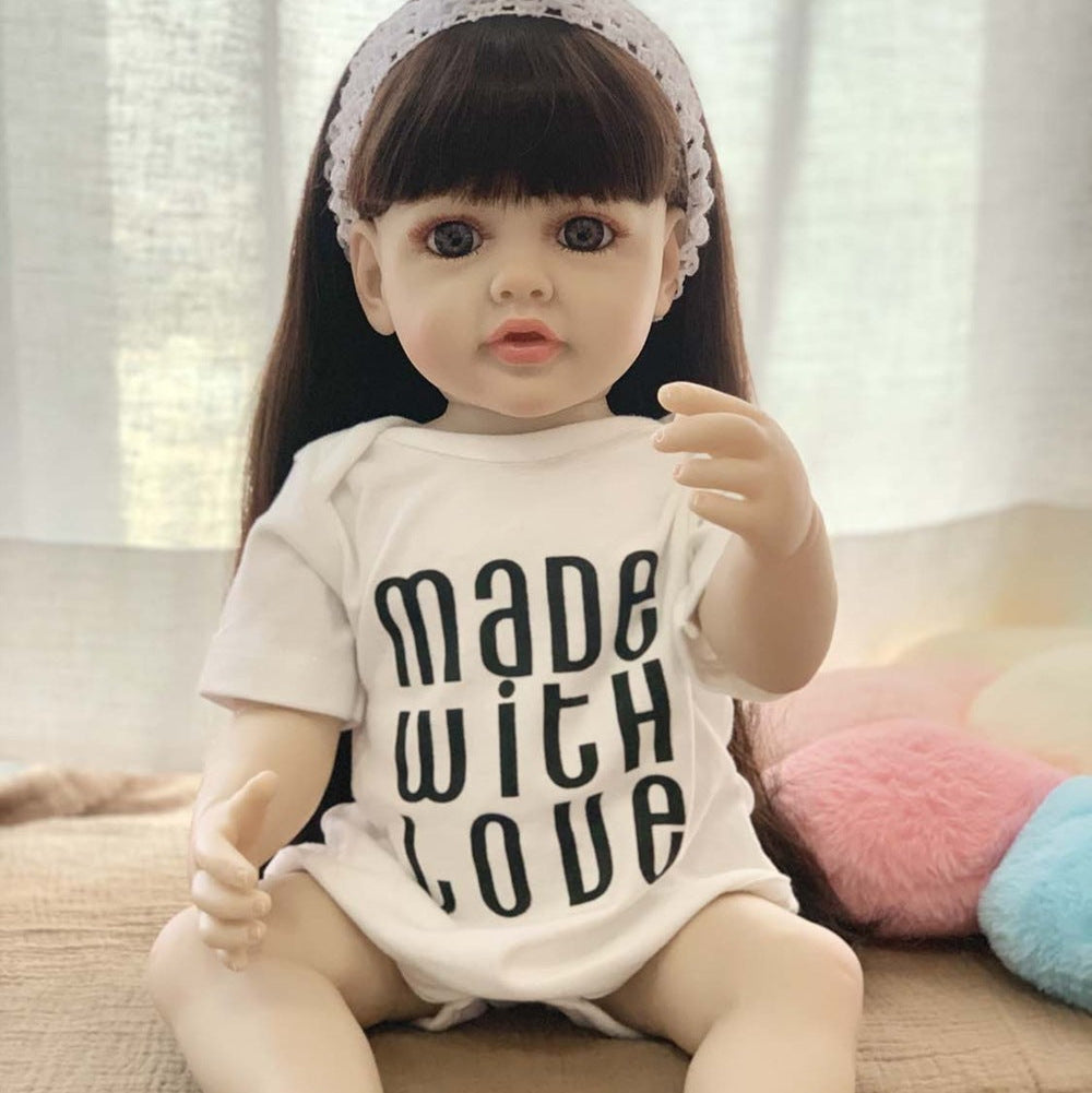 22 Zoll Reborn-Puppe mit Ganzkörper-Vinyl und Sound-Sensor, interaktives Begleitspielzeug für Kinder und Erwachsene, Geschenkidee für Geburtstage und Feiertage
