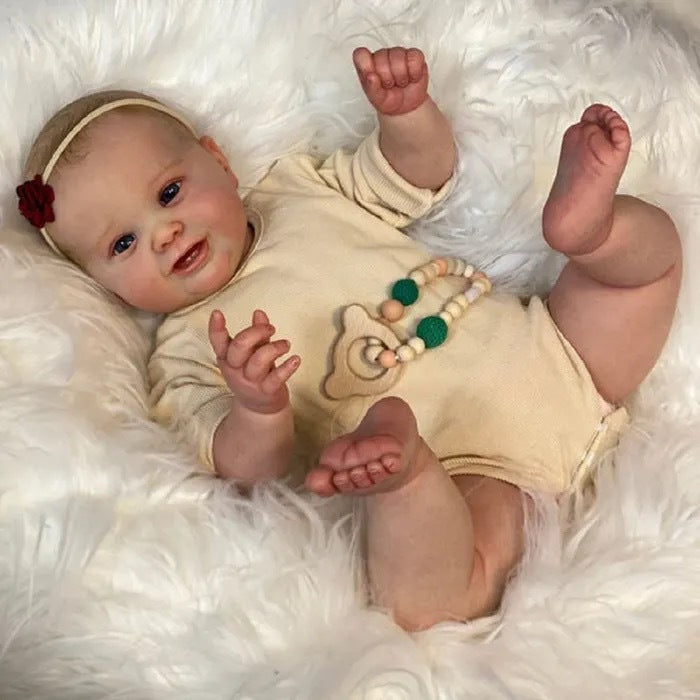 60 cm lebensechte Reborn-Babypuppe mit Stoffkörper, neugeborenes Mädchen, handbemalte Haare, als Geschenk