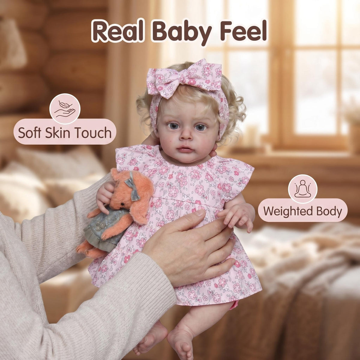 19 Zoll weich mit Stoffkörper und Vinyl-Gliedmaßen, Vintage-Blumenoutfit, durchdachtes Geschenk für Babyparty, Thanksgiving und alle saisonalen Festlichkeiten