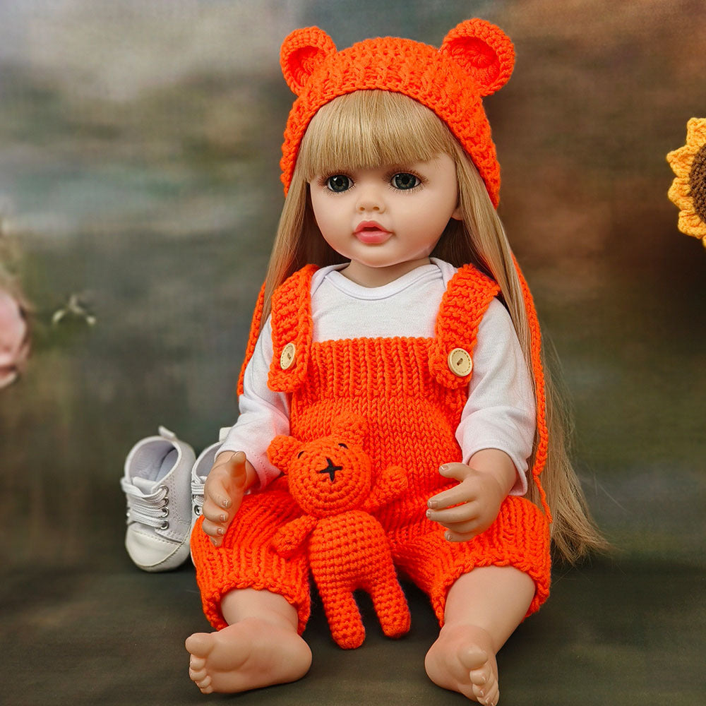 22-Zoll-Reborn-Puppe mit Ganzkörper-Vinyl und Geräuschsensor, fesselndes Spielzeug, perfektes Geschenk für Kinder und erwachsene Sammler zu besonderen Anlässen