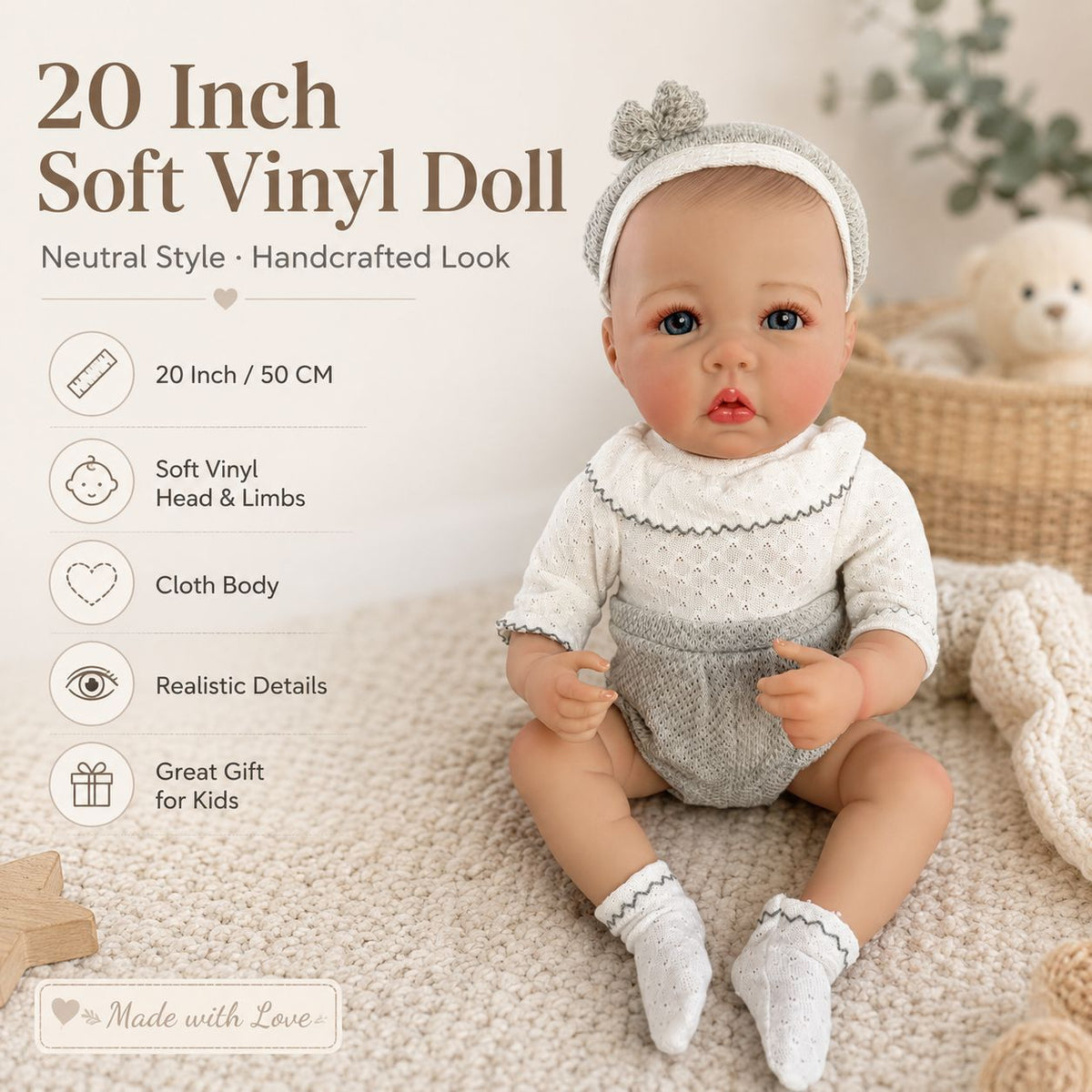 20-Zoll-Puppe mit voll beweglichem Vinylkörper, durchdachte Geschenkauswahl für Geburtstagsmeilensteine und saisonale Feiertage