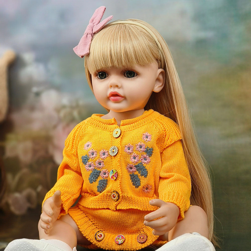 22-Zoll-Reborn-Puppe mit Ganzkörper-Vinyl und Geräuschsensor, fesselndes Spielzeug, perfektes Geschenk für Kinder und erwachsene Sammler zu besonderen Anlässen