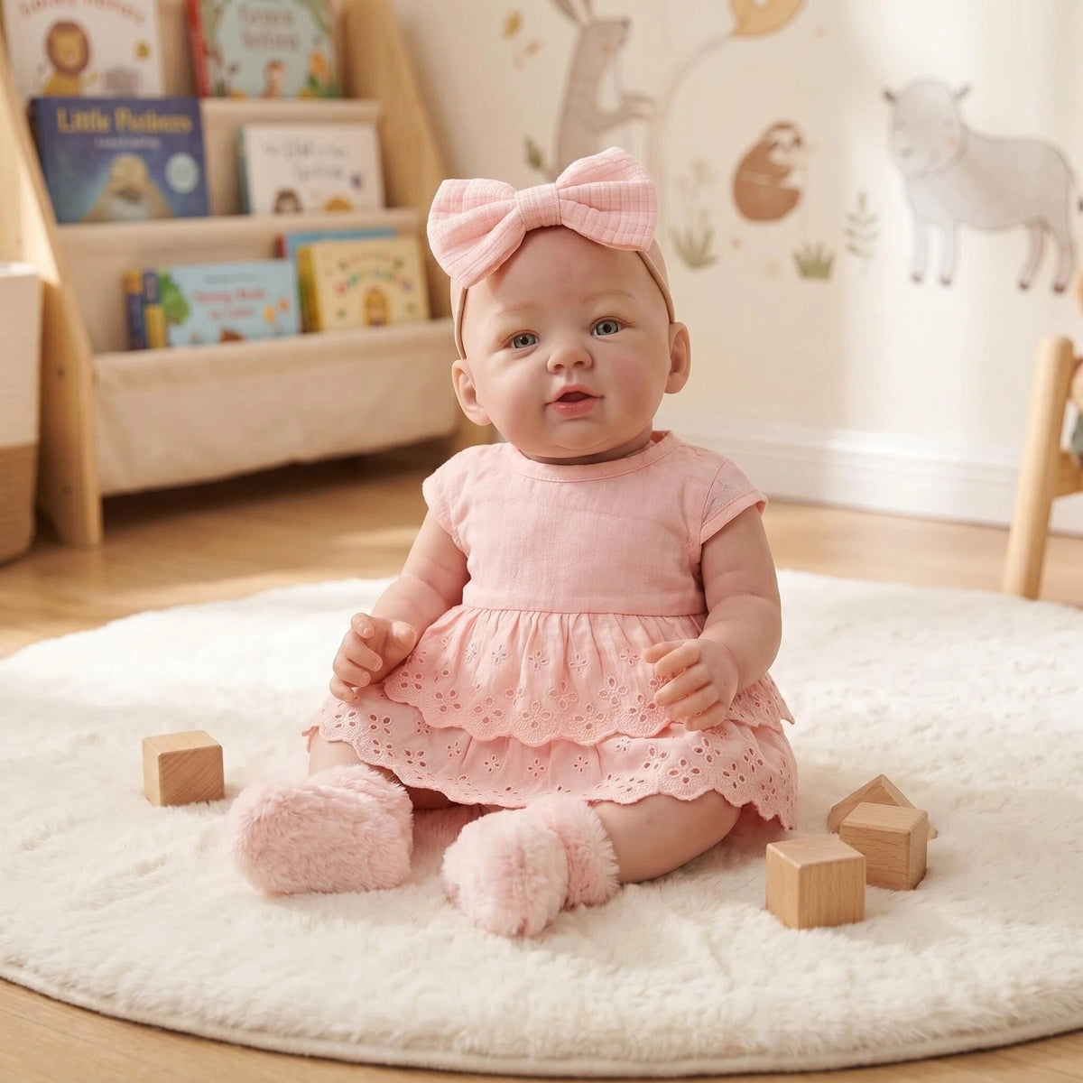 Realistische 48 cm Reborn-Puppe aus Vollvinyl mit offenen Augen, rosa Prinzessinnen-Outfit, Urlaubsgeschenk für Kinder und Sammler