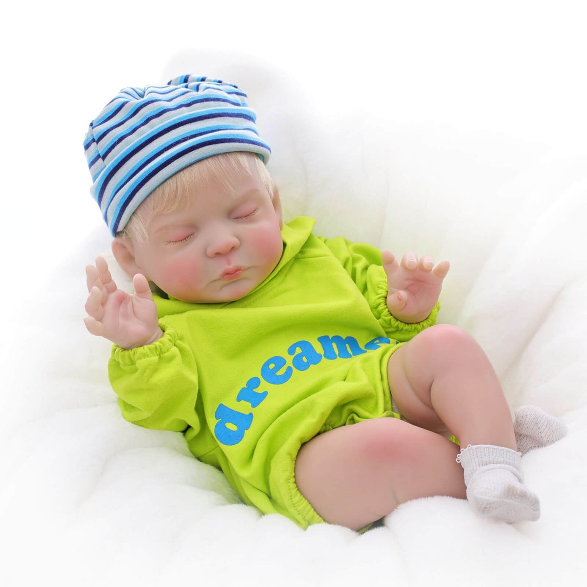 24 Zoll 60 cm Reborn-Puppe mit Haarimplantaten und Stoffkörper