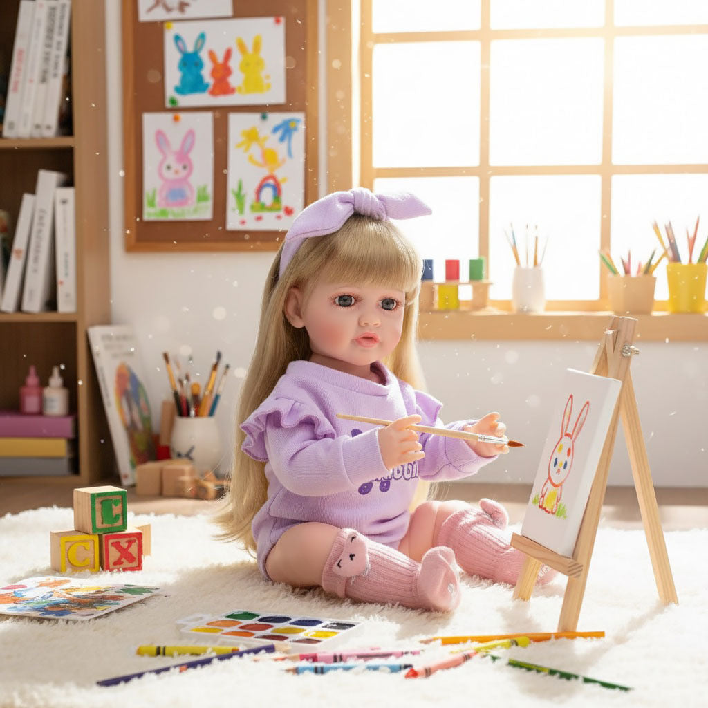 Russisch Englisch Spanisch Weinen und Lachen Dialog 22 Zoll Vollkunststoff Reborn-Puppe Simulations-Babypuppe Mädchen