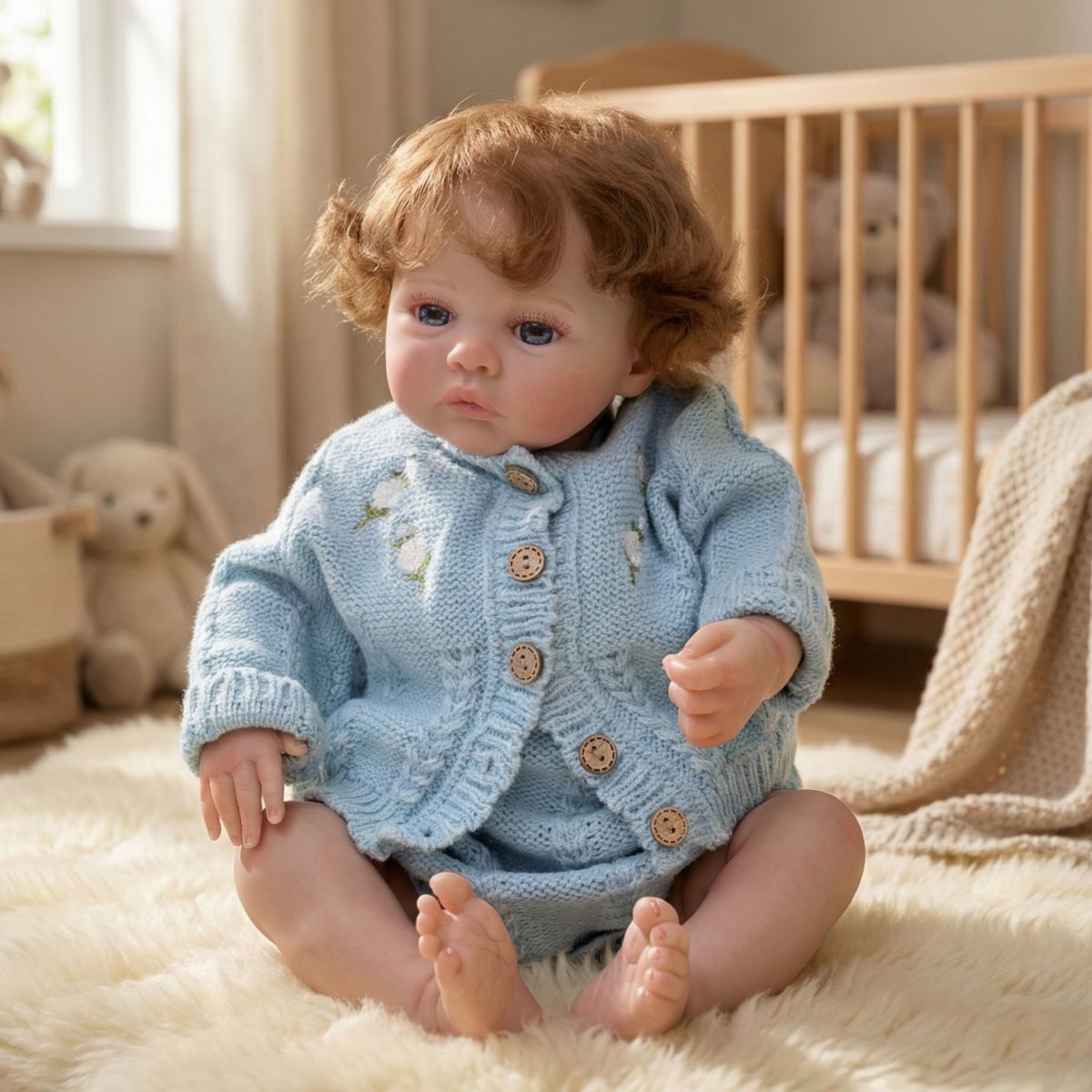 45 cm Reborn-Puppe mit implantierten Haaren, Baby-Simulation