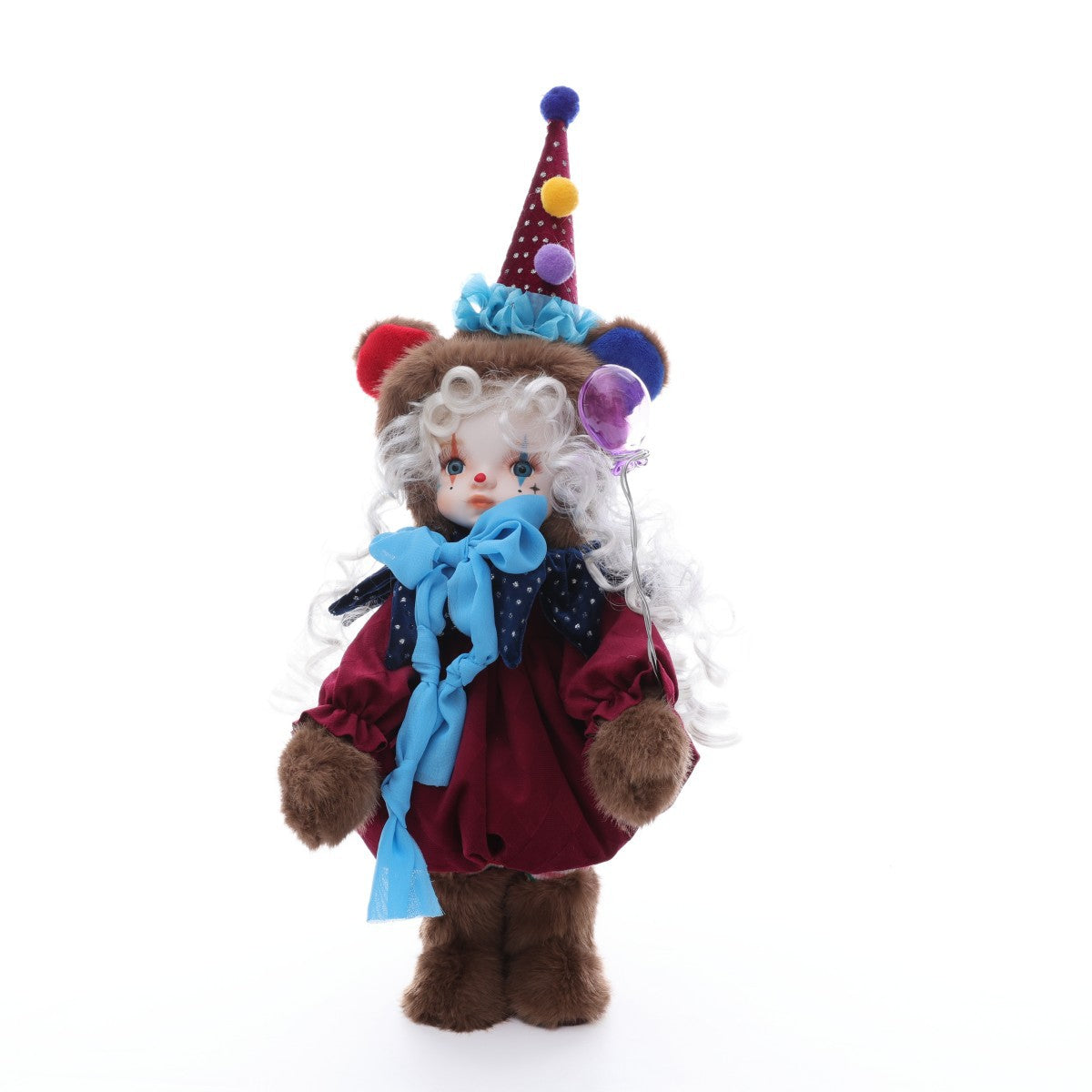 13 Zoll 33 cm Vintage-Clown-Puppe, Keramikgesicht, exquisite Puppe, Spielzeug, hochwertiges Geschenk, Sammlerstück, Dekoration, Ornament