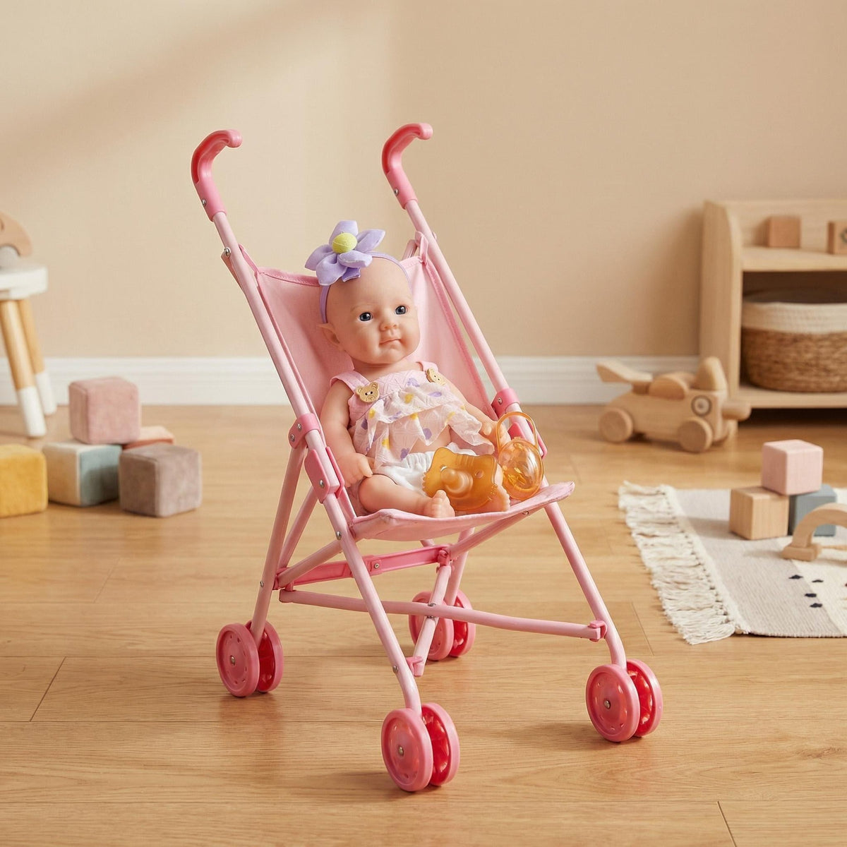 8-Zoll-Reborn-Puppe aus reinem Silikon mit lila Blumenkopf