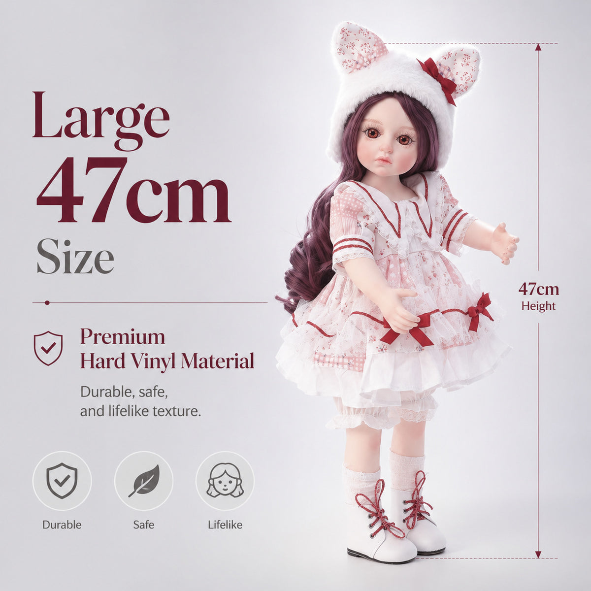 18-Zoll/45-cm-Reborn-Puppe, implantiertes Haar, Reborn-Puppe mit Ganzkörper-Vinyl, aufwendig handbemalt, 3D-Anziehpuppe als Geschenk und Sammlerstück