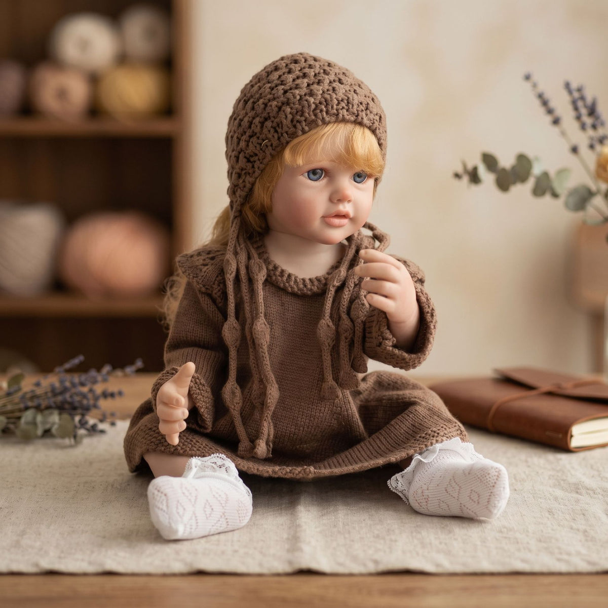 22 Zoll Reborn-Puppe mit Ganzkörper-Vinyl, simuliertes Baby, handimplantiertes Haar, Badespielzeug-Geschenk
