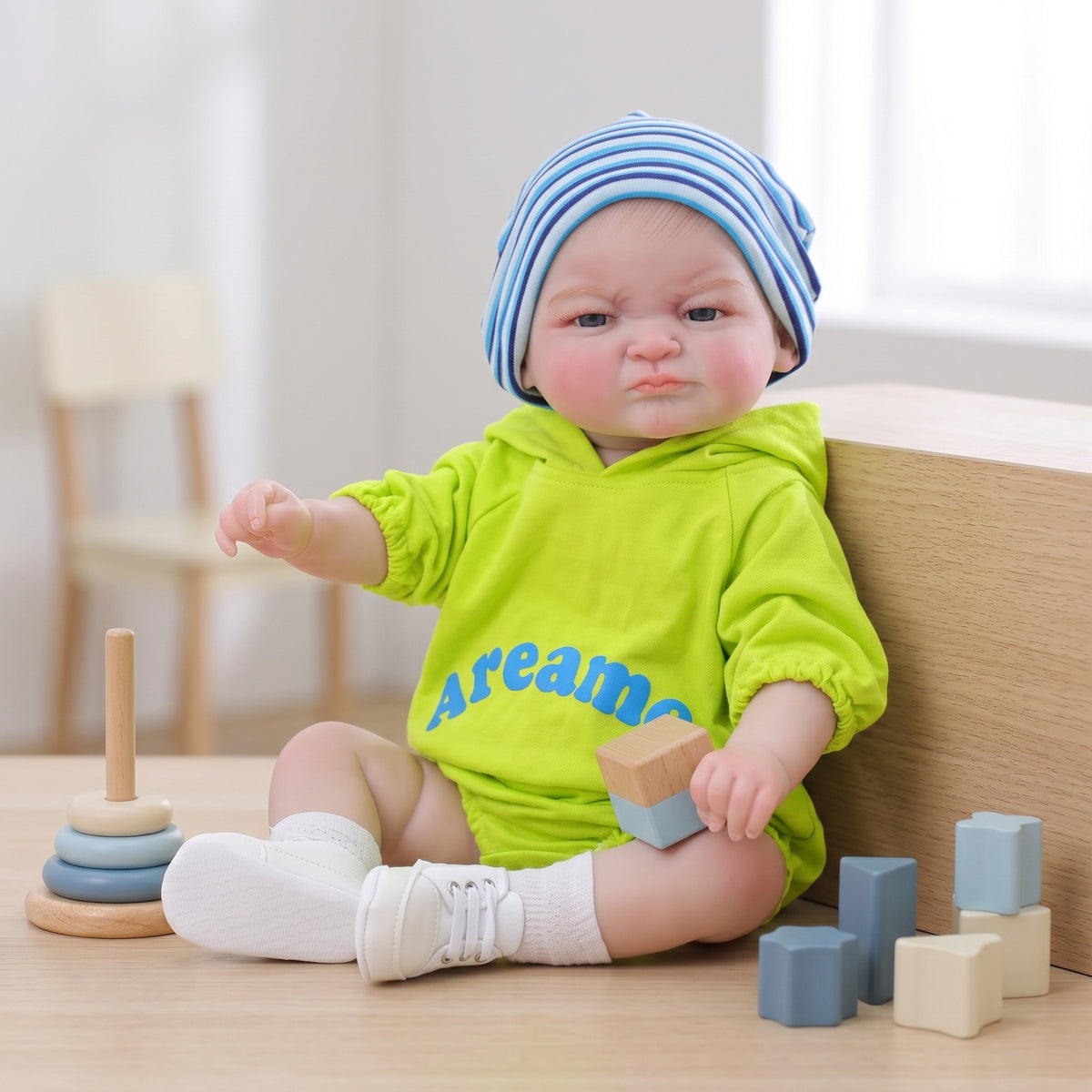 24 Zoll handbemalte Reborn-Babypuppe mit Vollvinylkörper, Spielhaus-Geschenk für Kinder, Sammlerstück