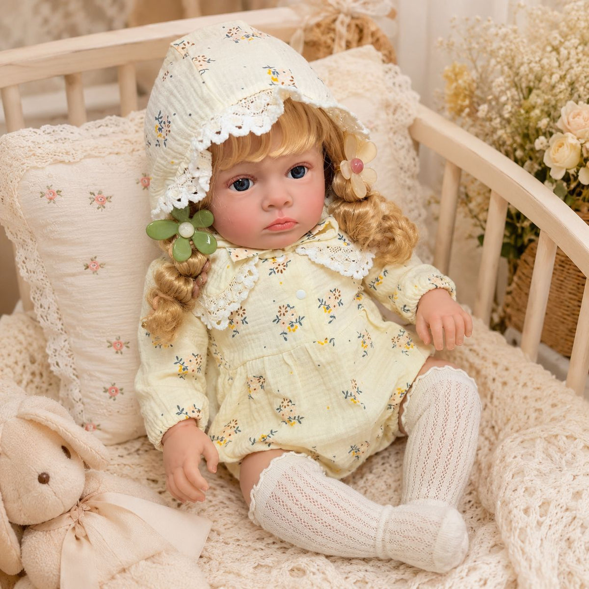 Realistisch aussehende 24-Zoll-Puppe mit Stoffkörper, warmer Spielgefährte für Kinder und erwachsene Puppenliebhaber für besondere Geschenkmomente