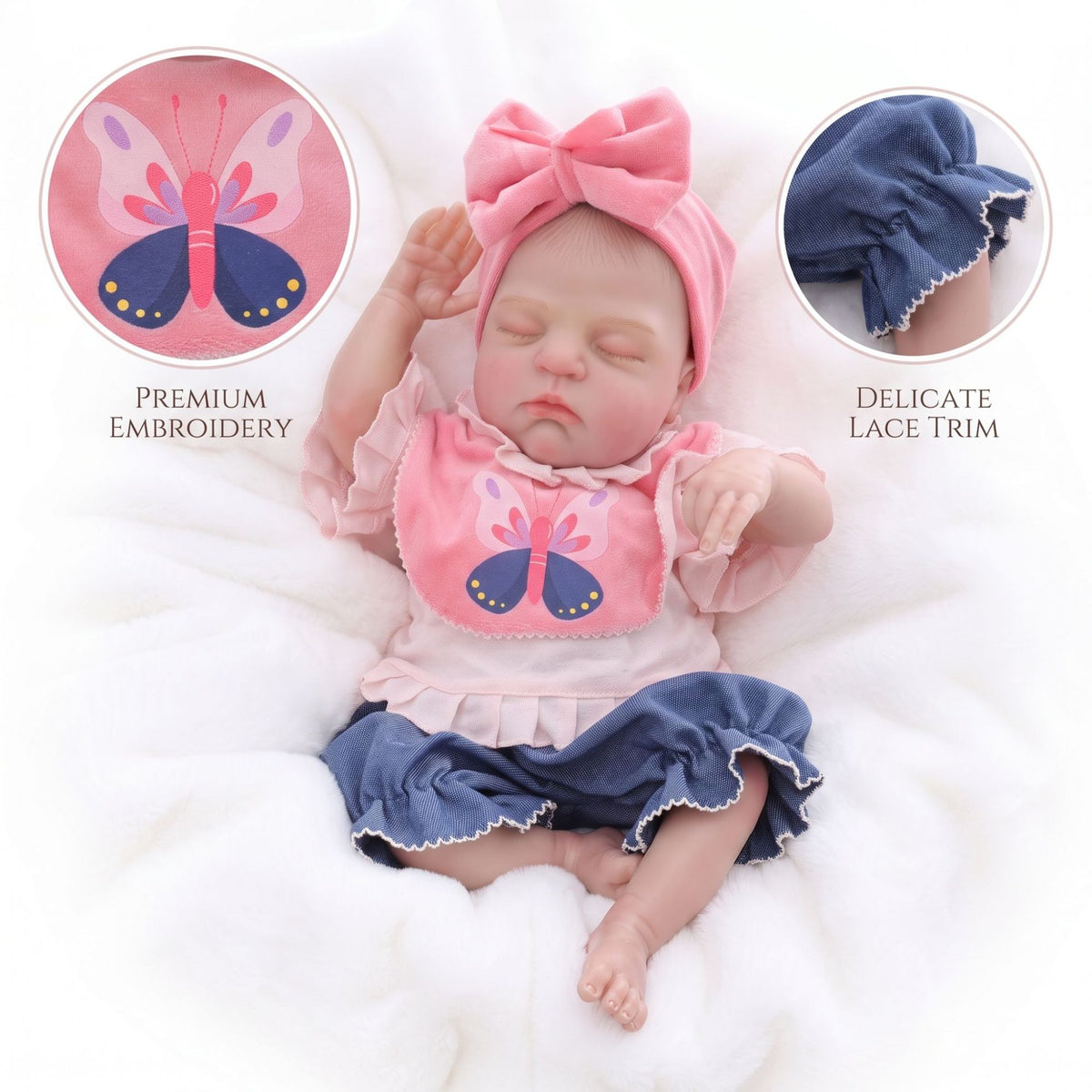18-Zoll Reborn-Babypuppe mit Stoffkörper, schlafend, in süßem Panda-Outfit, Begleitgeschenk für Geburtstage und Feiertage