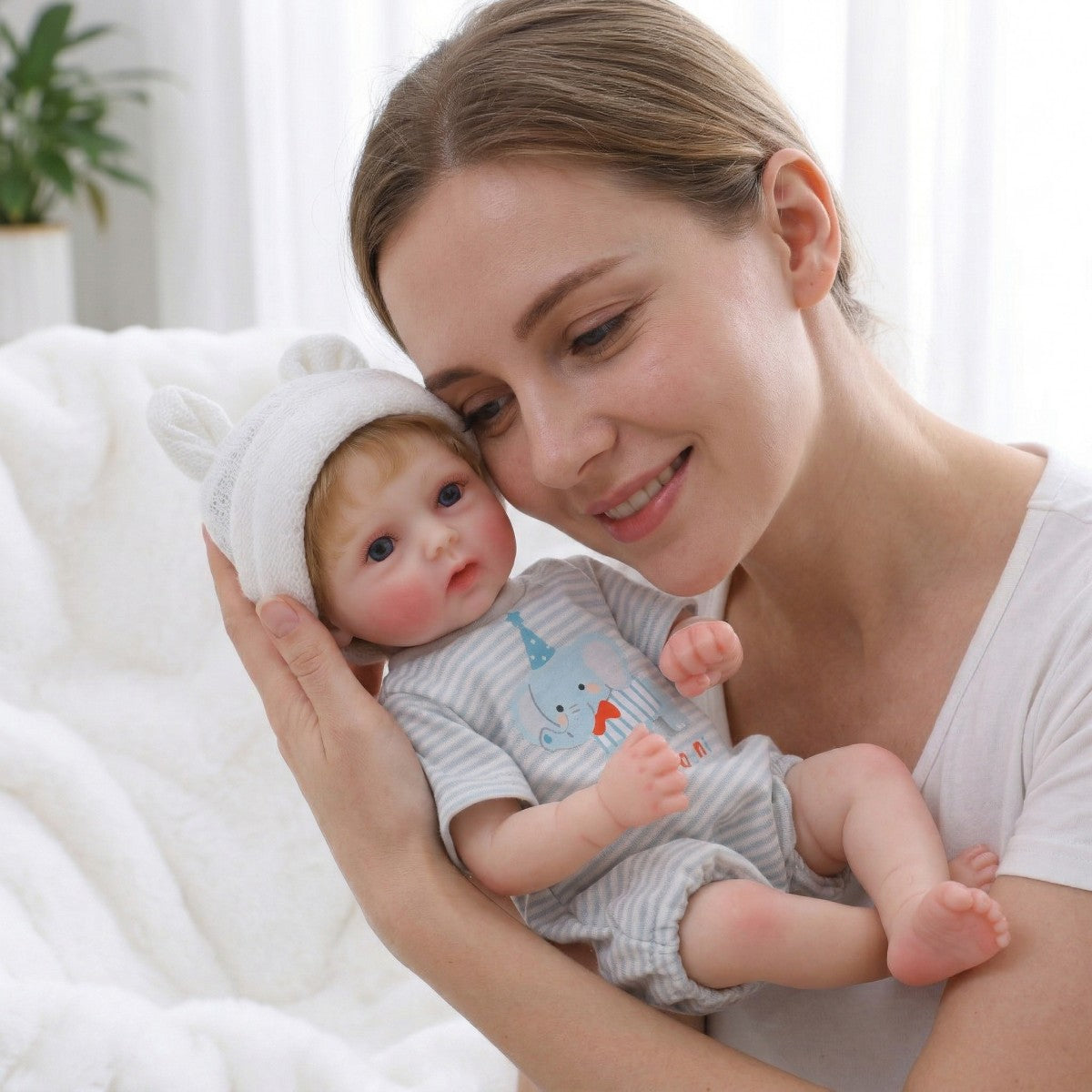 12 Zoll 30 cm Reborn-Puppe aus Vollsilikon mit implantiertem Haar, Simulations-Baby zum Umziehen