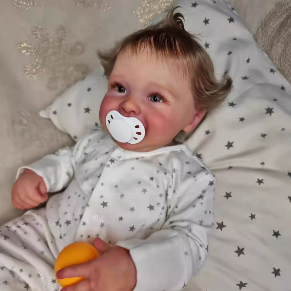 22 Zoll lebensechte, handgefertigte Reborn-Babypuppe mit Stoffkörper, 3D-echter Haut, Kinderspielzeug, Geschenk für Mädchen