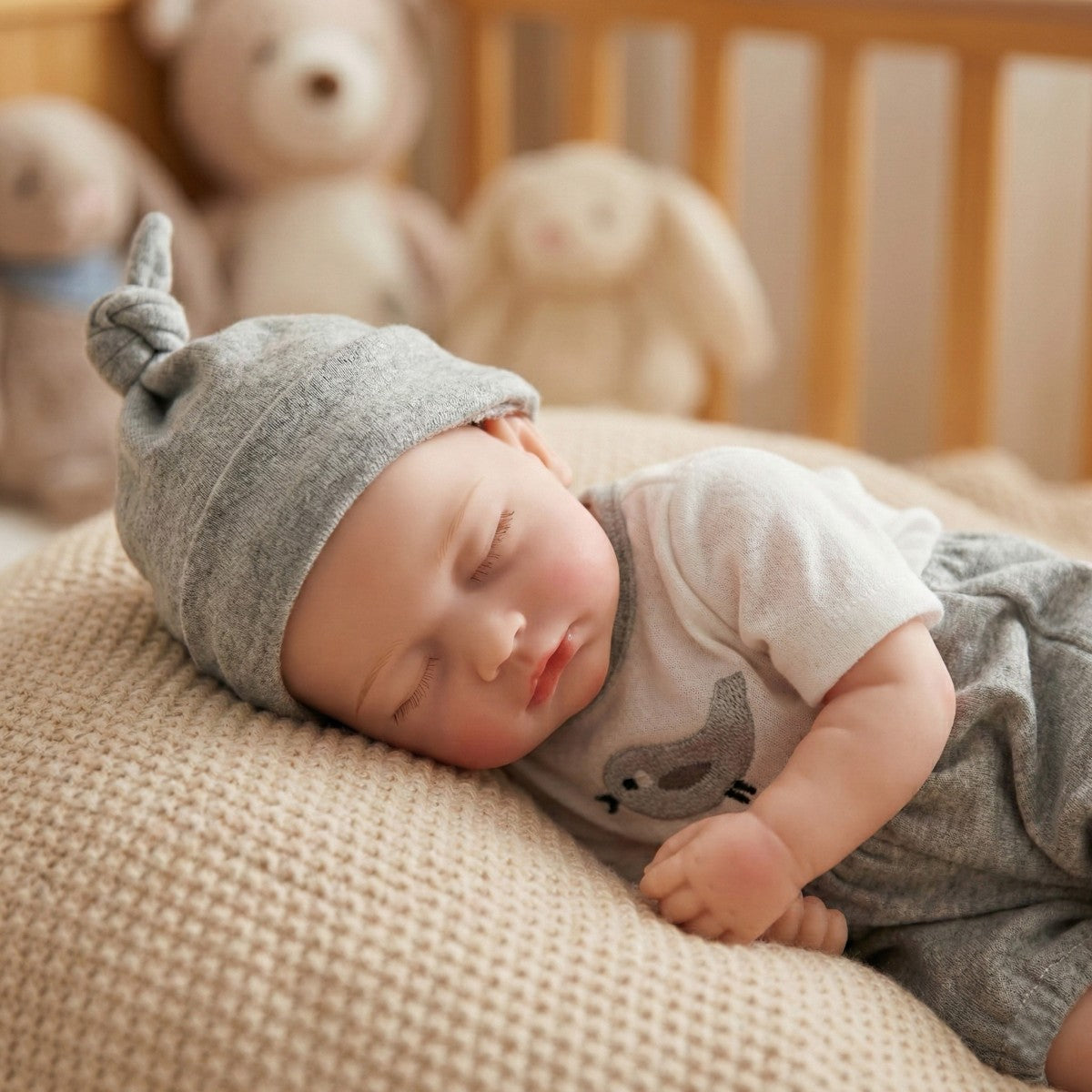 12 Zoll 30 cm Ganzkörper-Silikon-Reborn-Puppe mit echtem Hautgefühl, geschlossenen Augen, dehnbarem Glatzkopf, simuliertes Baby