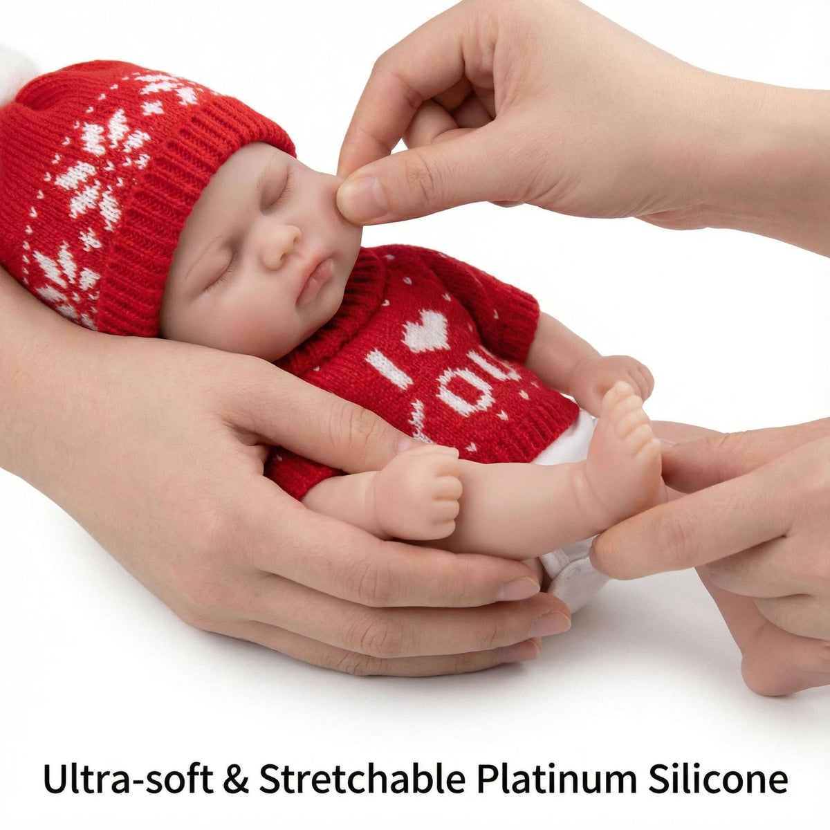 12-Zoll-Silikon-Reborn-Puppe im roten Pullover, Gurken-Design, als Weihnachtsgeschenk für Kinder