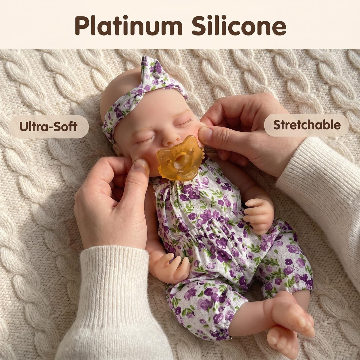 12-Zoll-Reborn-Babypuppe aus Vollsilikon, schlafendes Mini-Neugeborenes mit geschlossenen Augen, perfektes Geschenk für Geburtstag, Weihnachten & Ostern, tragbares Begleitspielzeug für Kinder und erwachsene Sammler