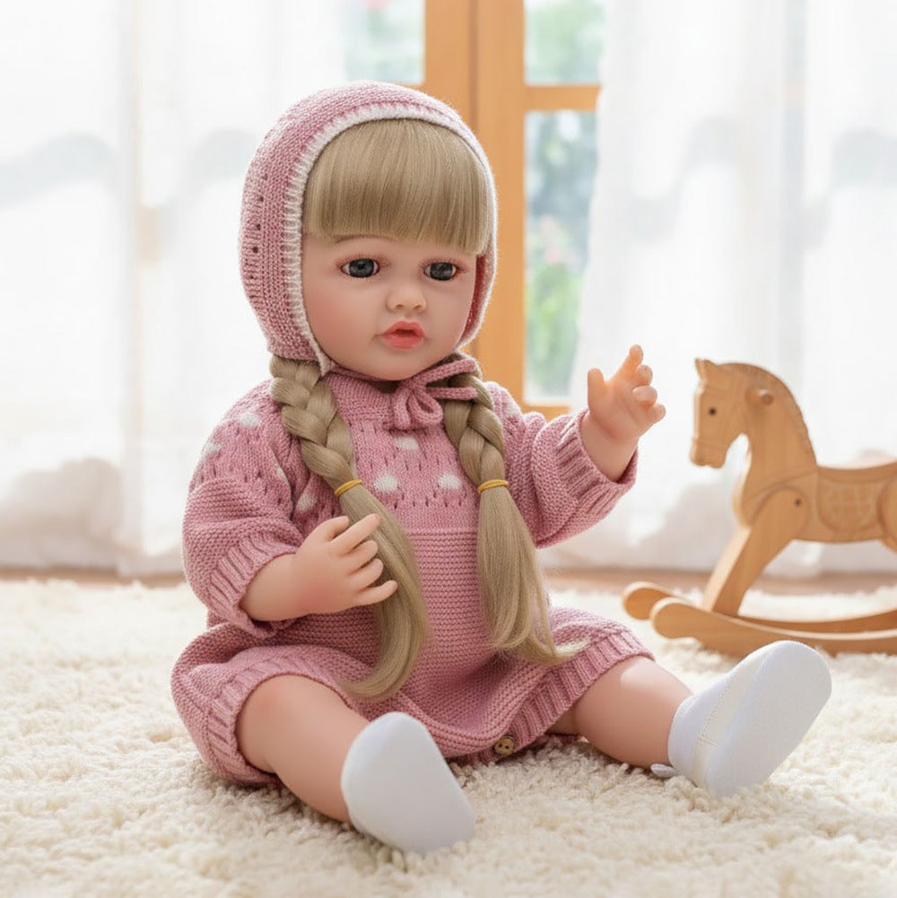 Russisch Englisch Spanisch Weinen und Lachen Dialog 22 Zoll Vollkunststoff Reborn-Puppe Simulations-Babypuppe Mädchen